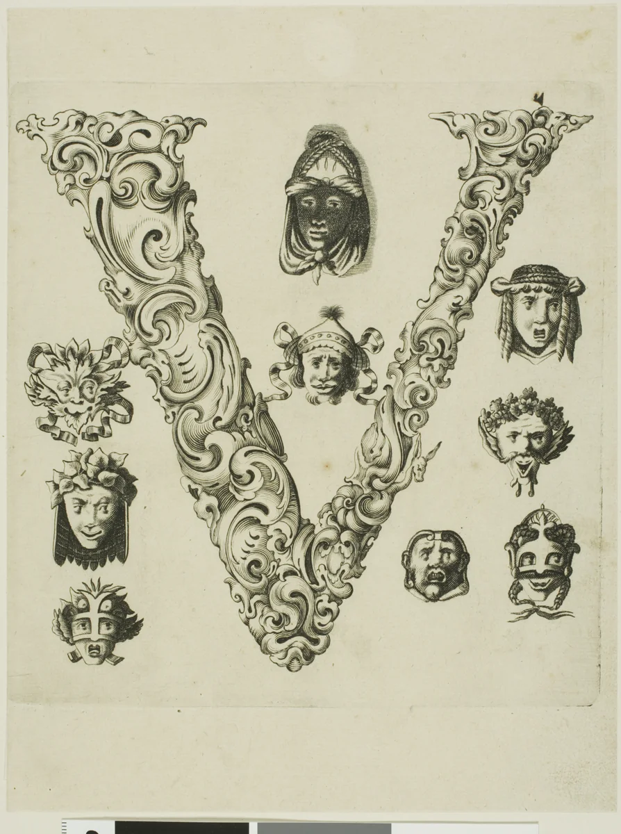 Letter V by Peter Aubry, print, 1630