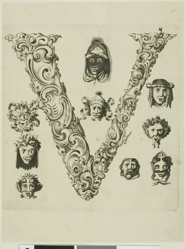 Letter V by Peter Aubry, print, 1630