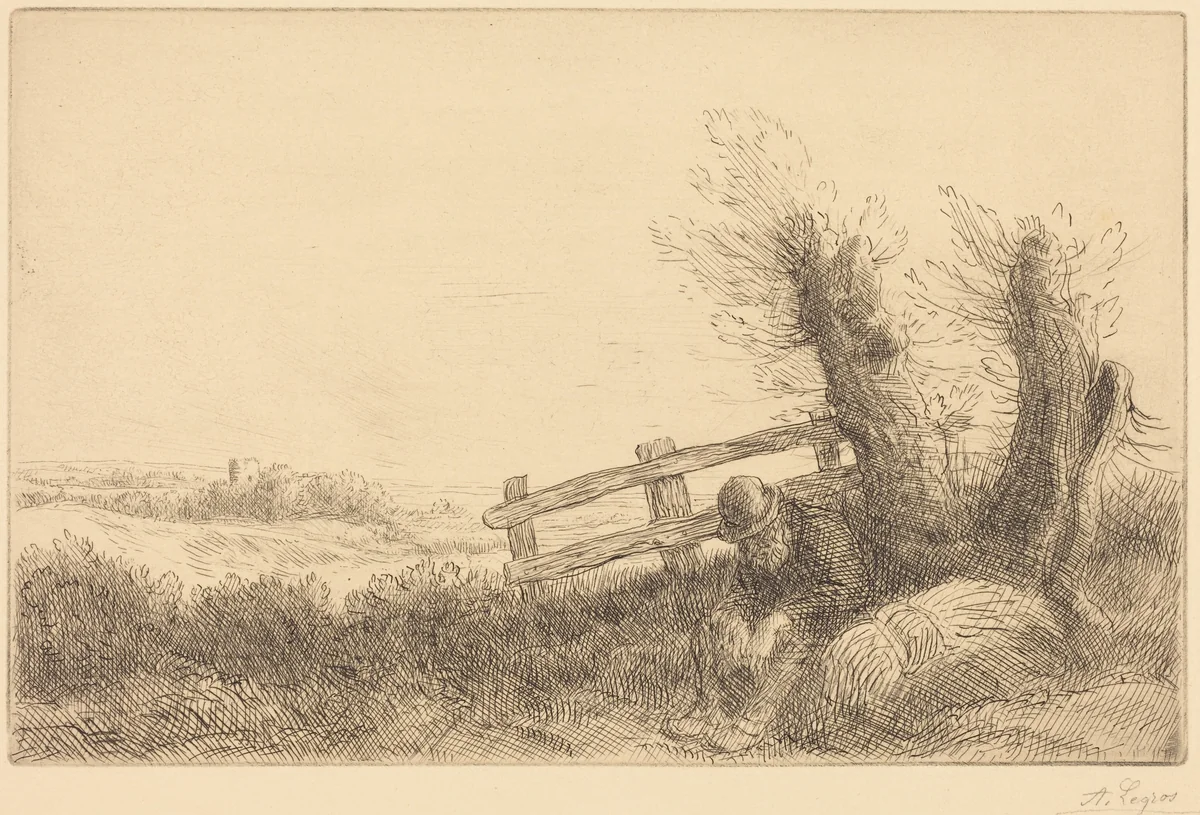 Farmer Reclining (Le fermier au repos) by Alphonse Legros, print, 1837-1911