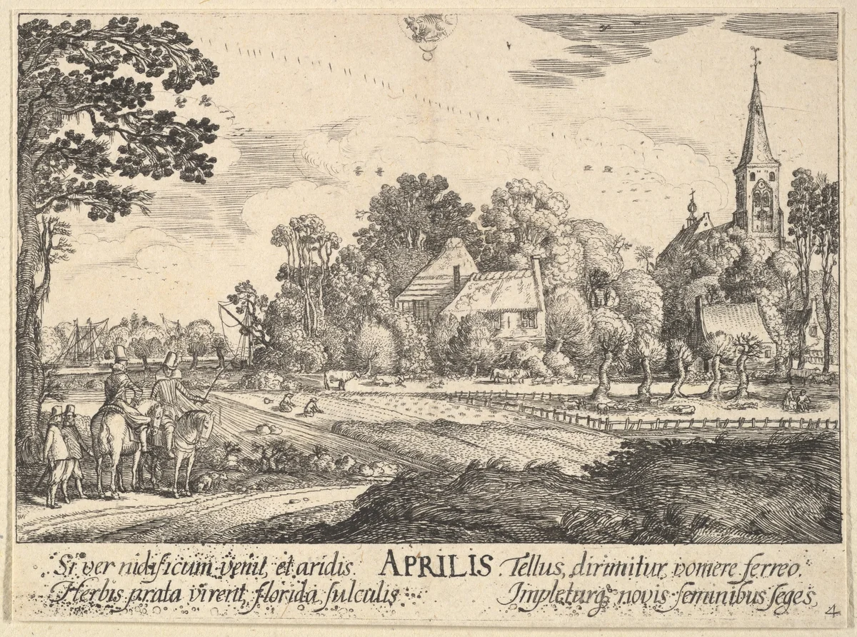 April (Aprills) by Wenceslaus Hollar, print, 1628-1629