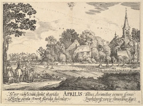 April (Aprills) by Wenceslaus Hollar, print, 1628-1629