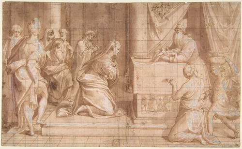 The Circumcision of Jesus by Giovanni Battista Trotti, drawing, 1555-1619
