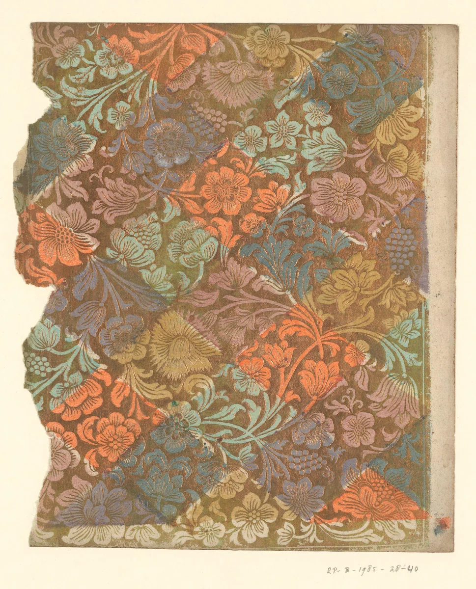 Blad met bloemen en vruchten by anonymous, other, 1700-1850