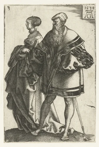 Dansend paar no. 3 by Unknown, print, 1538