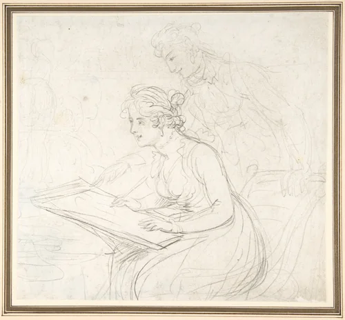 The Drawing Lesson by Thomas Rowlandson, drawing, 1780-1827