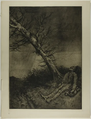 The Death of the Vagabond by Alphonse Legros, print, 1855-1877