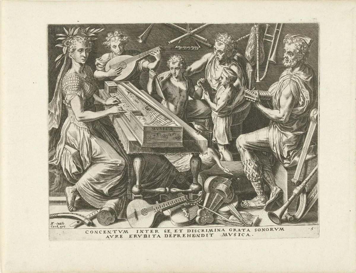 Musica (Muziek) by Cornelis Cort, print, 1565