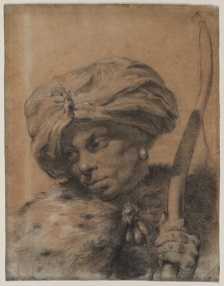 Archer with Turbaned Headdress by Giovanni Battista Piazzetta, drawing, 1682-1754