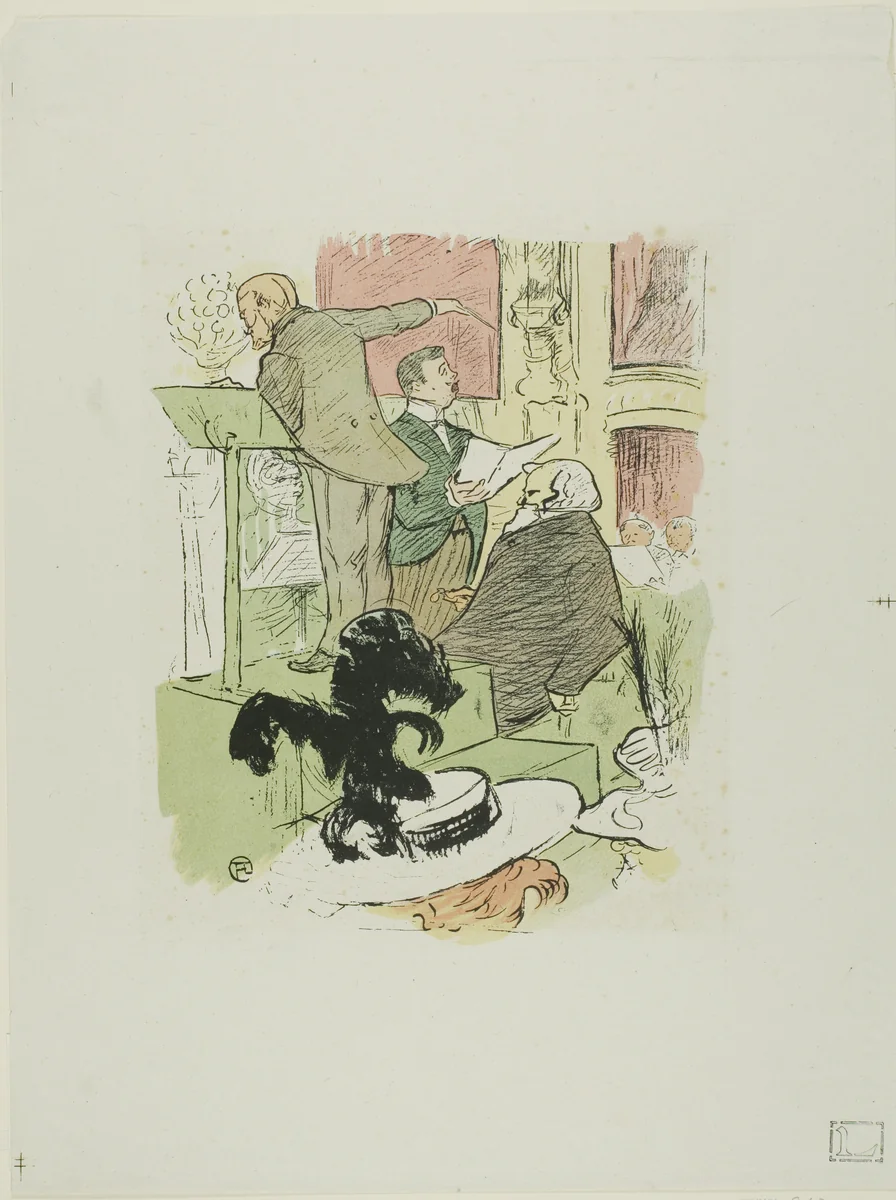 Great Opera Concerts: Ambroise Thomas Attending a Rehearsal of Françoise de Rimini by Henri de Toulouse-Lautrec, print, 1896