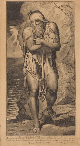 Joseph of Arimathea Among the Rocks of Albion by William Blake, print, 1803-1810
