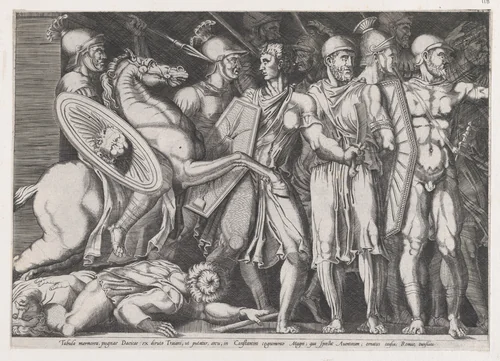 Trajan Fighting the Dacians, from "Speculum Romanae Magnificentiae" by Marco Dente, print, 1515-1527