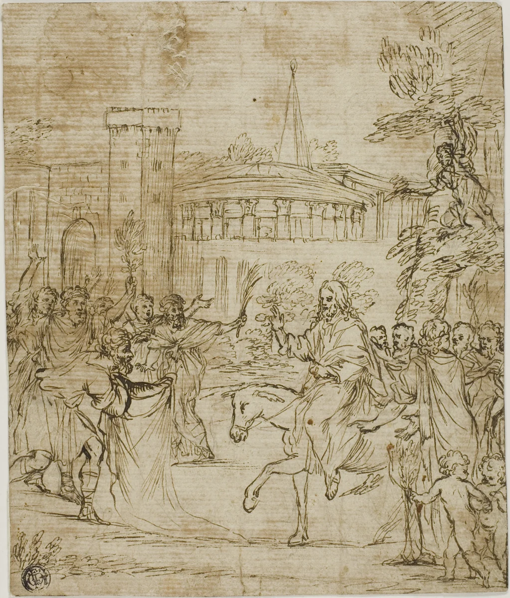 Christ's Entry Into Jerusalem by Michel Corneille, drawing, 1662-1708