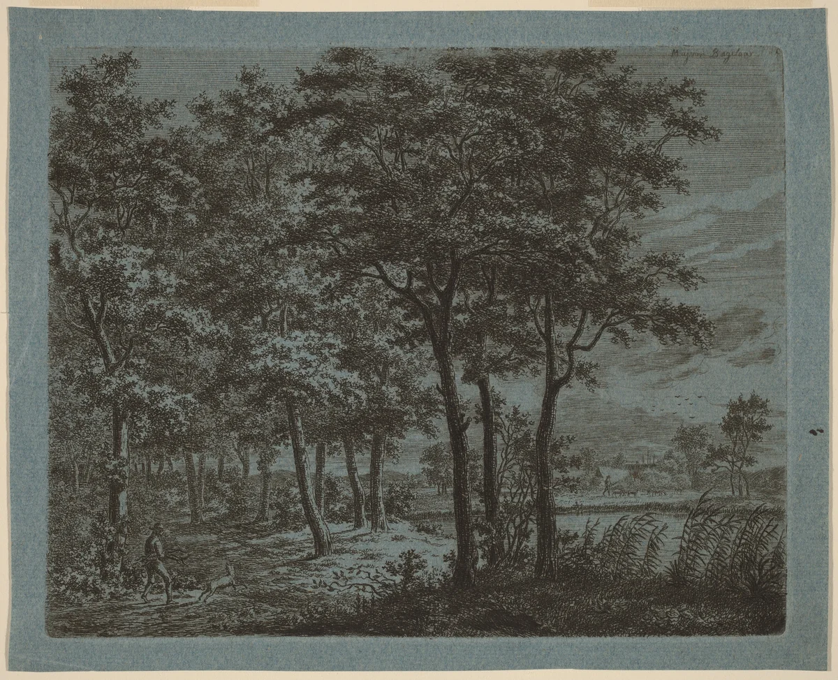 Landscape with a Peasant Carrying Firewood by Ernst Willem Jan Bagelaar, print, 1800