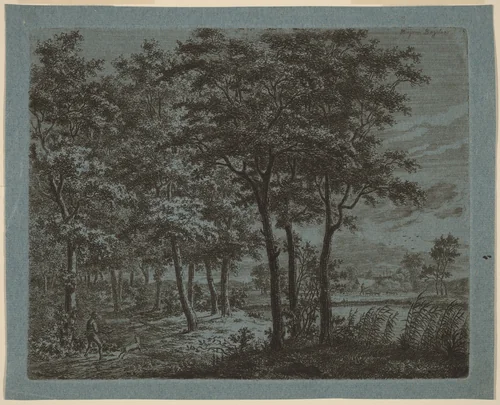 Landscape with a Peasant Carrying Firewood by Ernst Willem Jan Bagelaar, print, 1800