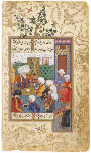 "The Great Abu Sa'ud Teaching Law", Folio from a Divan of Mahmud `Abd-al Baqi by Mahmud 'Abd-al Baqi, manuscript, 1525-1575