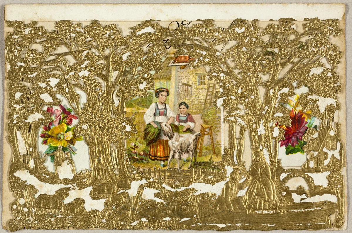 Untitled Valentine (Country Girls with Dog) by John Windsor, other, 1868-1878