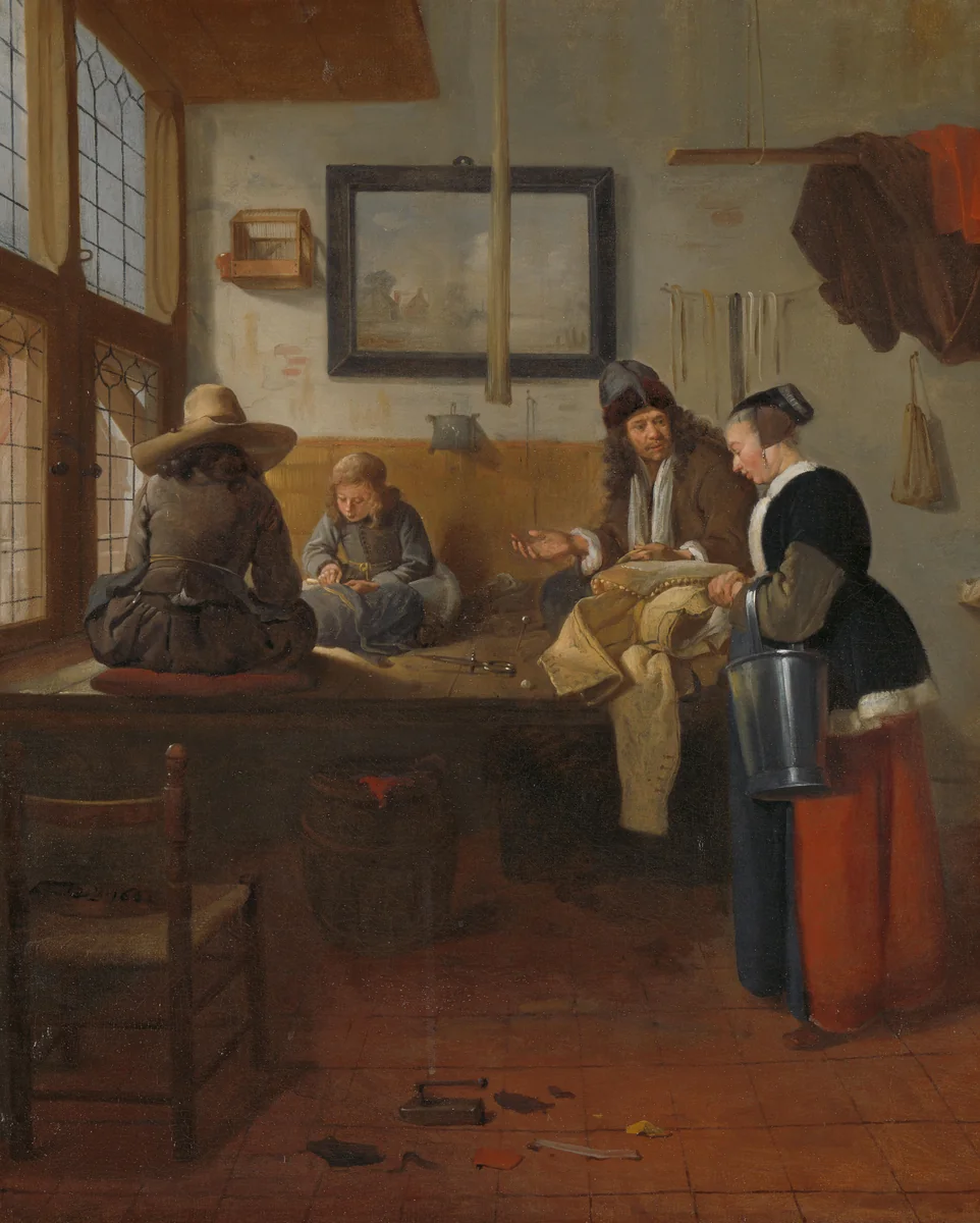 The Tailor’s Workshop by Quiringh Gerritsz. van Brekelenkam, painting, 1661-1662