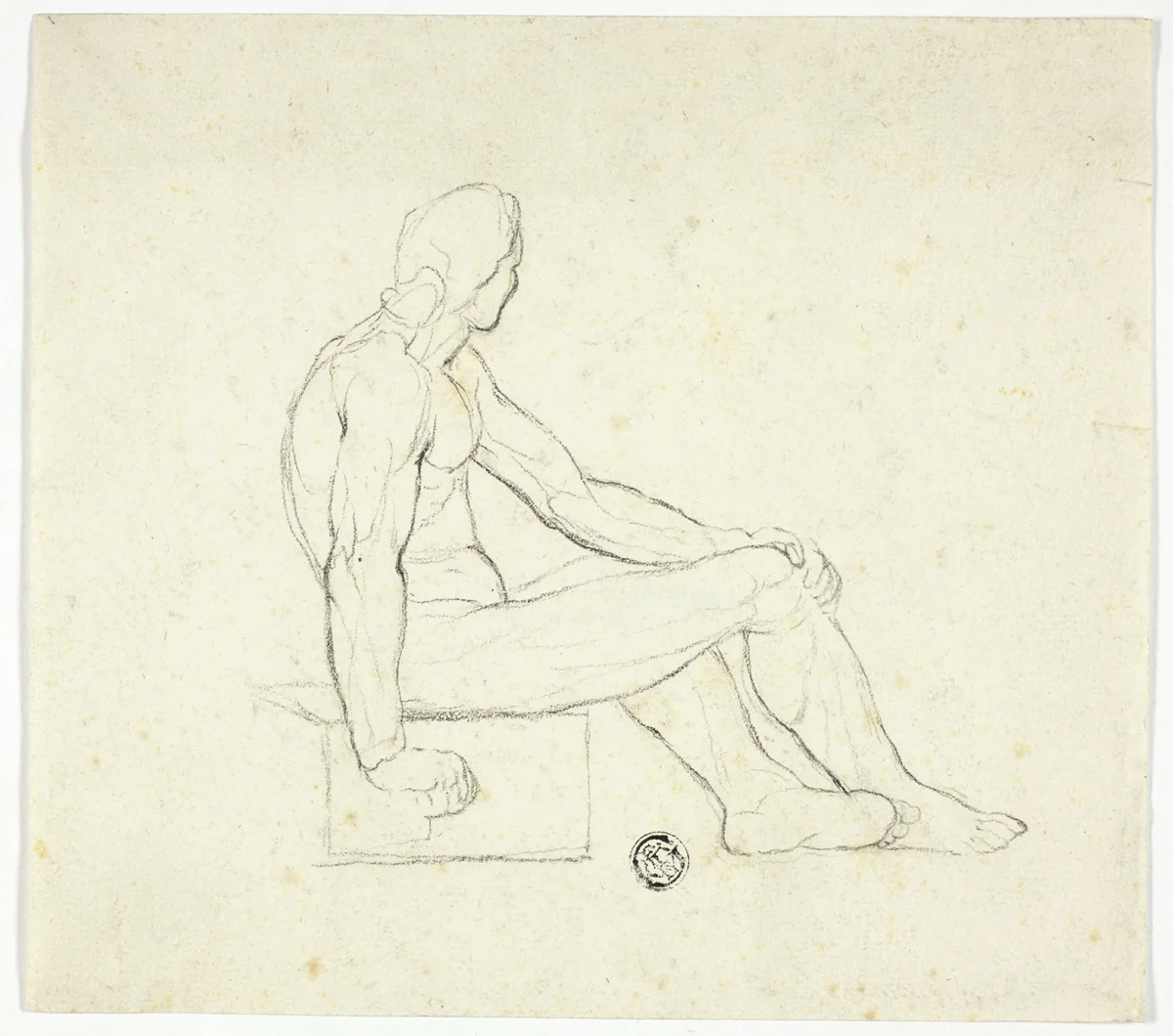 Seated Male Nude by Jacques-Louis David, drawing, 1768-1825