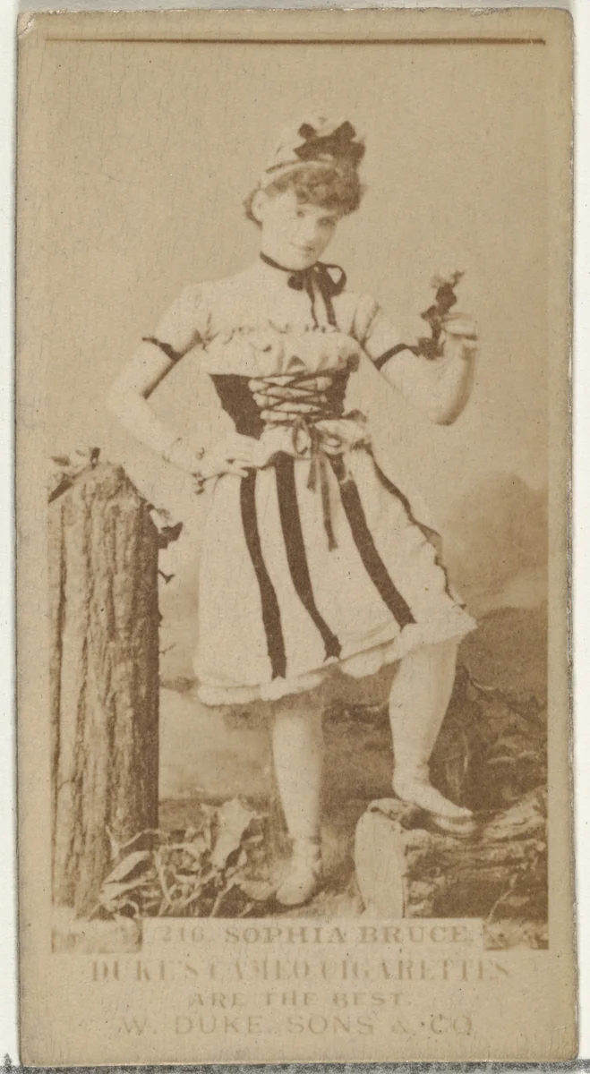 Card Number 216, Sophia Bruce, from the Actors and Actresses series (N145-5) issued by Duke Sons & Co. to promote Cameo Cigarettes by W. Duke, Sons & Co., photograph, 1880-1889