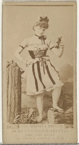 Card Number 216, Sophia Bruce, from the Actors and Actresses series (N145-5) issued by Duke Sons & Co. to promote Cameo Cigarettes by W. Duke, Sons & Co., photograph, 1880-1889