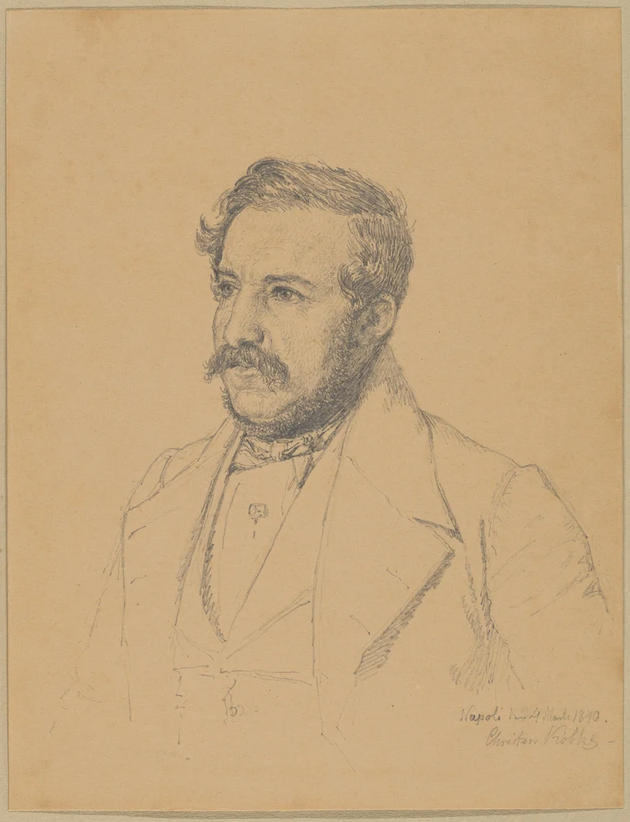 Portrait of Christophe Louis Engelhard Dalgas by Christen Købke, drawing, 1840