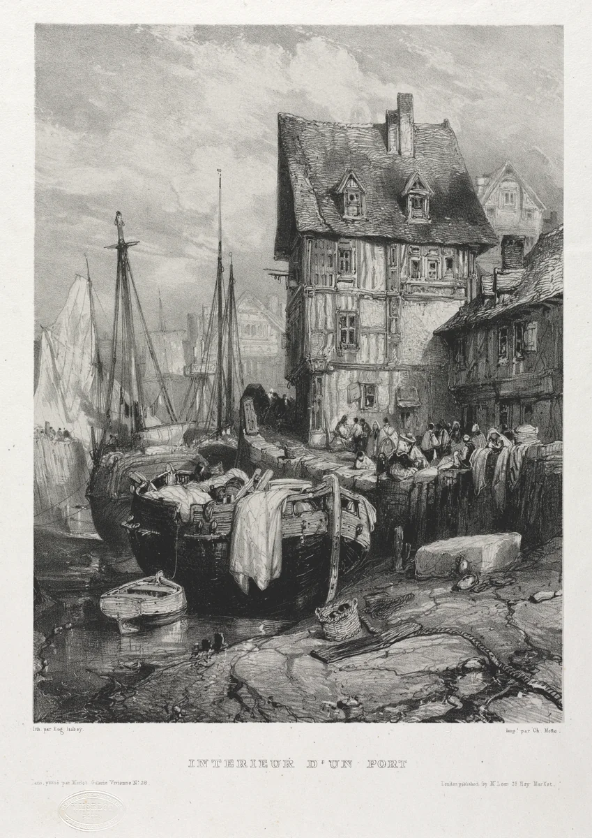 Six Marines: Interior of a Port by Eugène Isabey, print, 1833