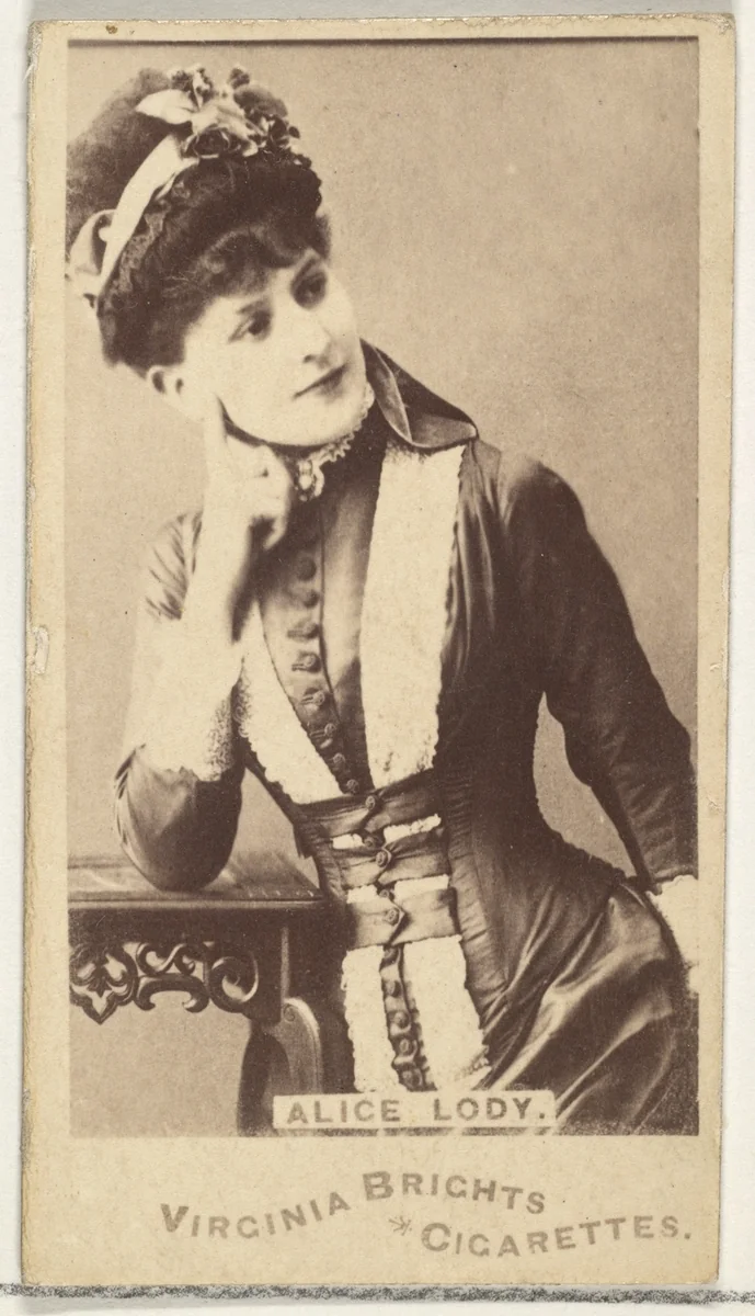 Alice Lody, from the Actors and Actresses series (N45, Type 1) for Virginia Brights Cigarettes by Allen & Ginter, photograph, 1885-1891