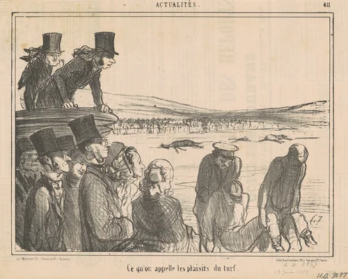 Ce qu'on appelle les plasirs du turf by Honoré Daumier, print, 1857