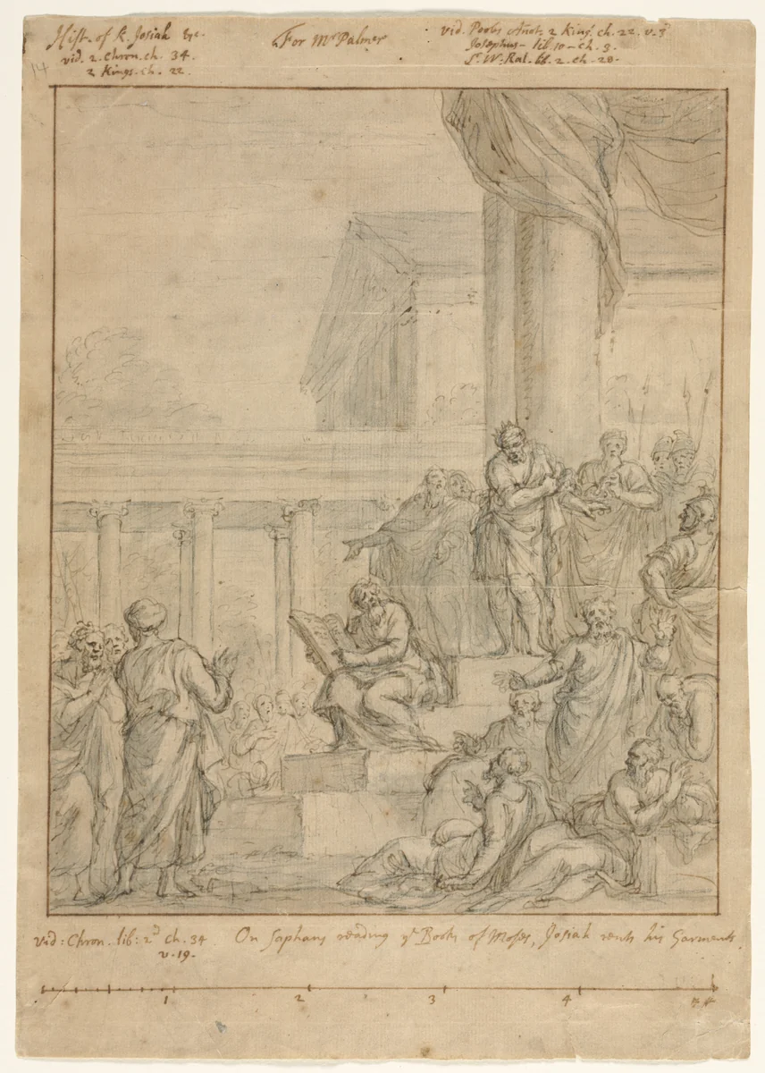 Study for King Josiah Rending his Garments by James Thornhill, drawing, 1725-1735