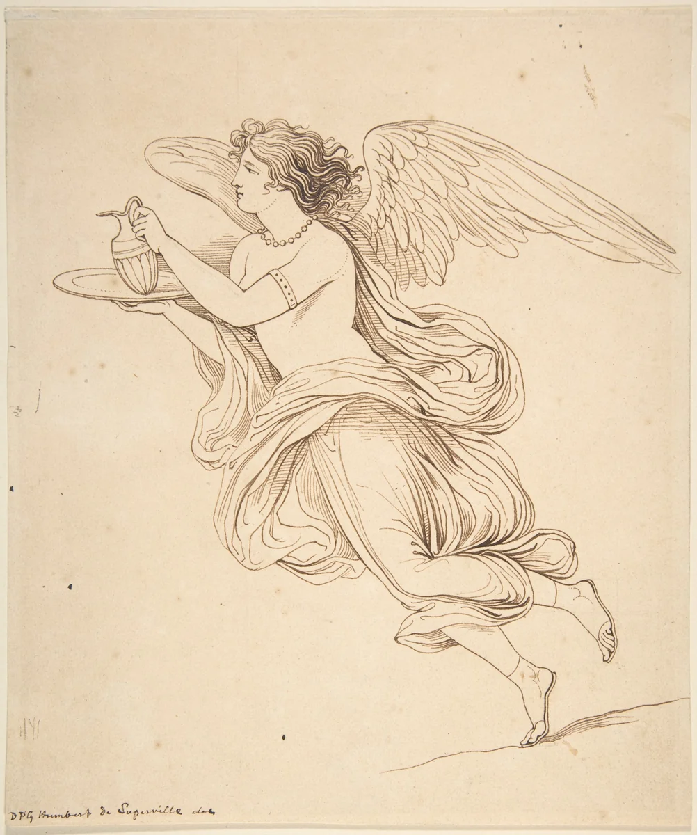 An Angel Holding a Carafe on a Plate by David-Pierre Giottino Humbert de Superville, drawing, 1780-1849