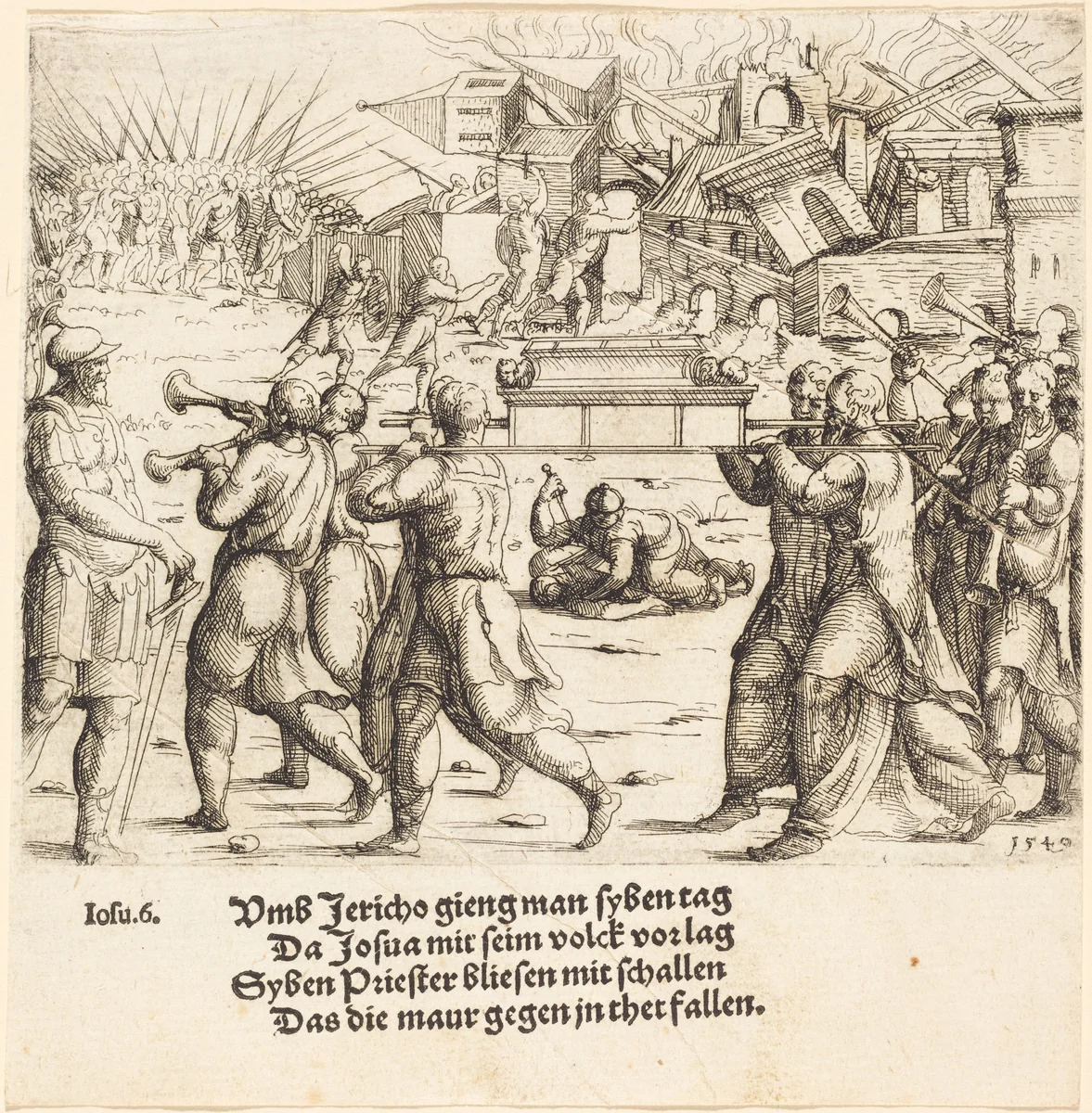 The Fall of Jericho by Augustin Hirschvogel, print, 1540