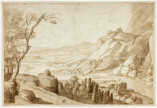 Rhine Landscape by Willem van Nieuwlandt
Joos de Momper, drawing, 1600-1799