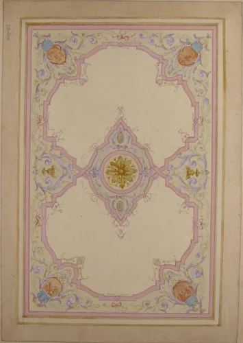 Design for Ceiling Decorated with Lavender Arabesques by Charles Monblond, drawing, 1800-1899