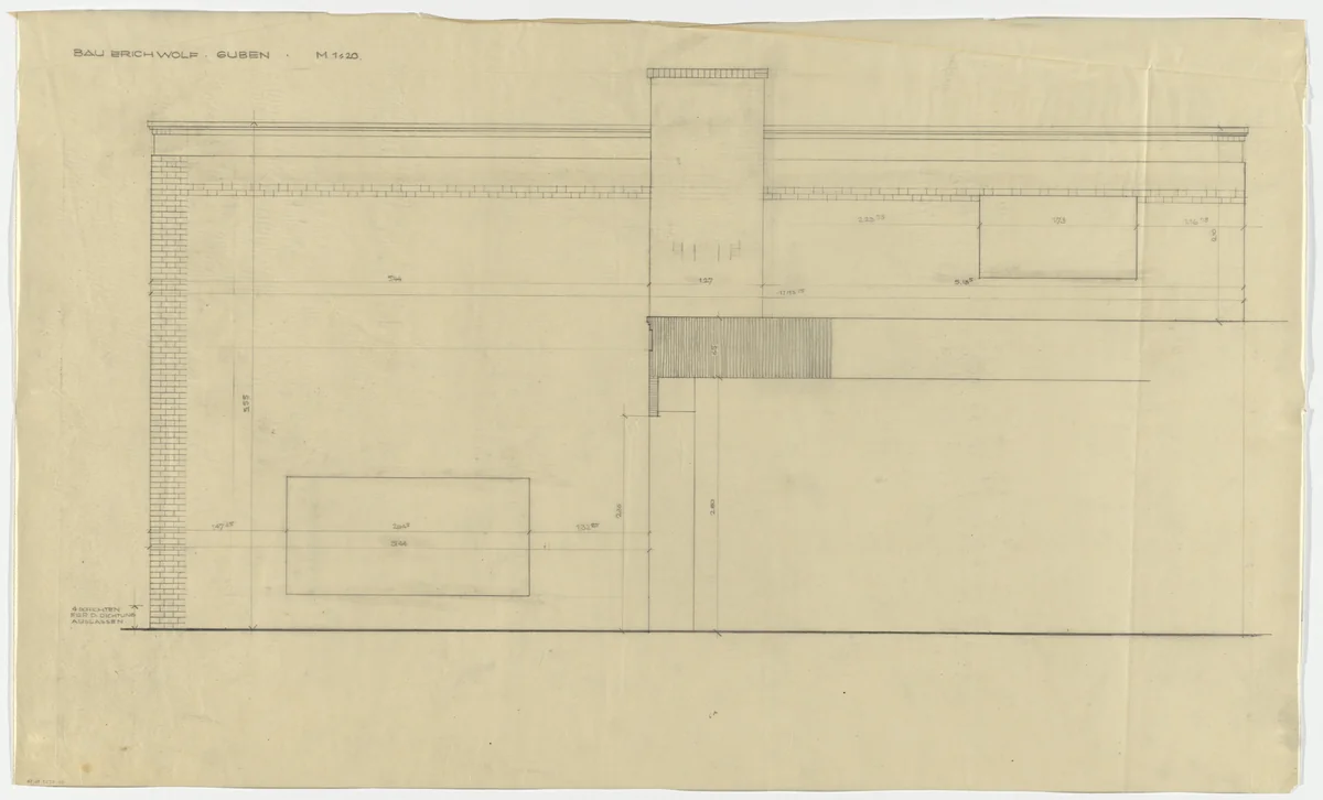 Wolf House, Gubin, Poland (Elevation: second and third floors) by Ludwig Mies van der Rohe, mies van der rohe archive, 1925