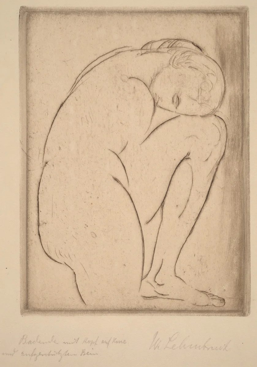 Badende mit Kopf auf Knie (Bather with Her Head on Her Knee) by Wilhelm Lehmbruck, print, 1913