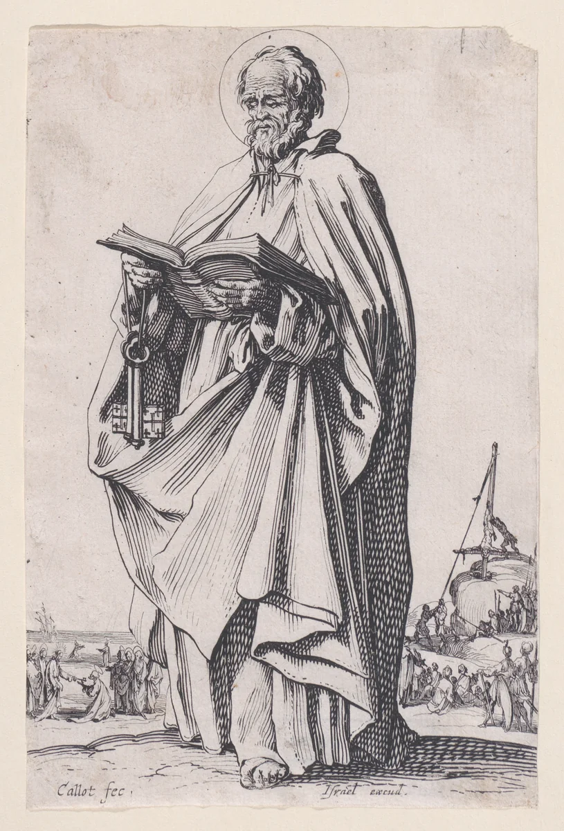 Christ, The Savior, from "Les Grands Apôtres Debout, Représentant Le Sauveur, La Bienheureuse Marie et Les Saints Apôtres" (The Large Standing Apostles, Representing The Savior, The Blessed Mary and The Apostles) by Jacques Callot, print, 1631
