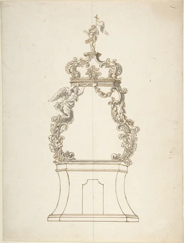 Design for a Monstrance by anonymous, drawing, 1700-1800