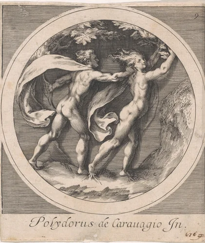 Apollo en Daphne by Unknown, print, 1590-1600