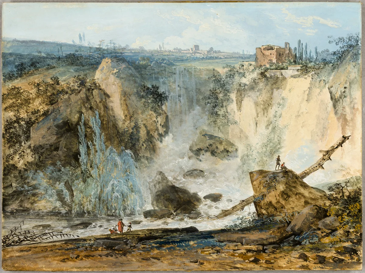 Waterfall by Louis Gabriel Moreau, painting, 1788-1806