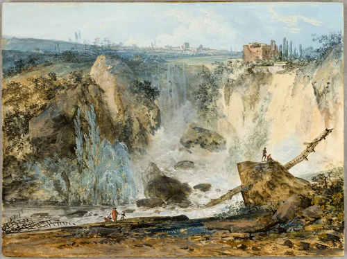 Waterfall by Louis Gabriel Moreau, painting, 1788-1806