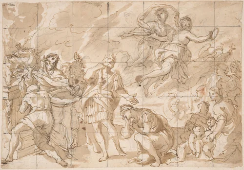 The Sacrifice of Iphigenia by Giovanni Andrea Carlone, drawing, 1670-1679