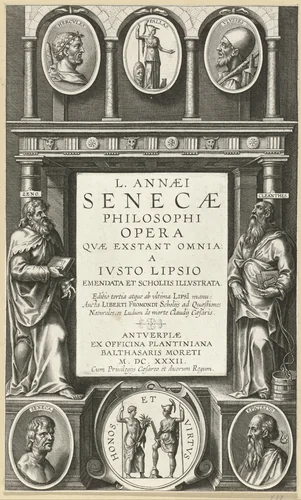 Titelpagina voor L. Annaei Senecae Philosophi Opera, 1615 by Theodoor Galle, print, 1632