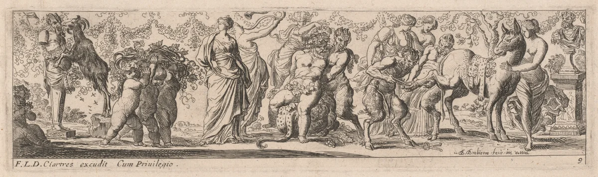 Drunken Silenus by Pierre Brebiette; François Langlois, print, 1626