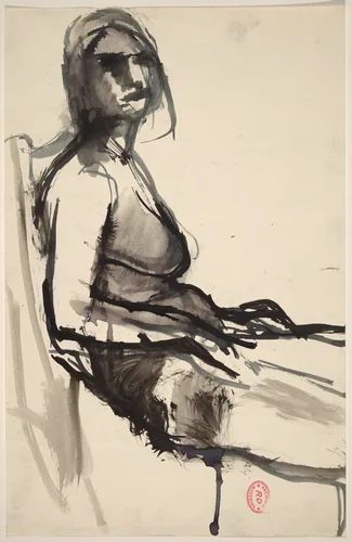 Untitled [side view of seated woman] by Richard Diebenkorn, drawing, 1955-1967