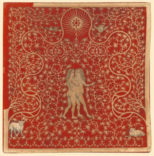 Adam and Eve in the Garden with Two Sheep and Two Doves by British 18th Century, drawing, 1780