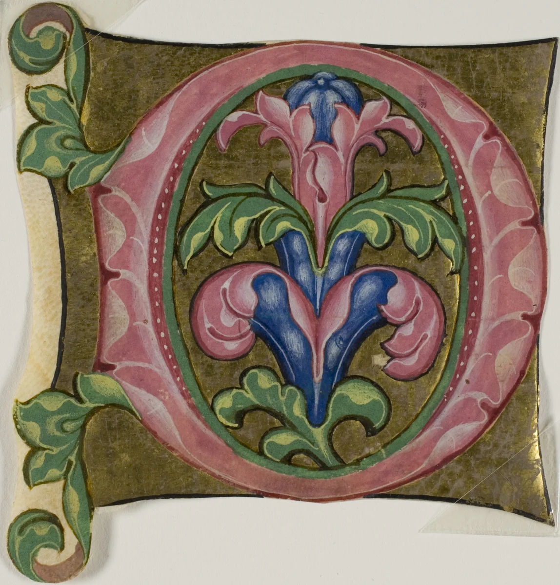 Decorated Initial "D" with Acanthus Leaves from a Choir Book by European, painting, 1300-1399