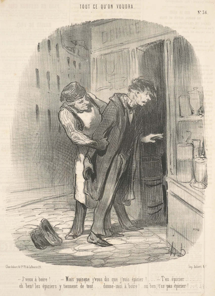 J'veux a boire! Mais puisque j'vous dis ... by Honoré Daumier, print, 1849