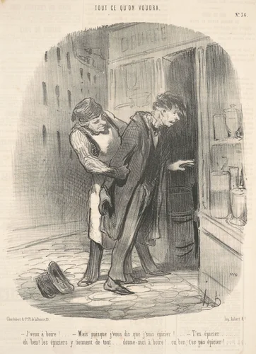 J'veux a boire! Mais puisque j'vous dis ... by Honoré Daumier, print, 1849