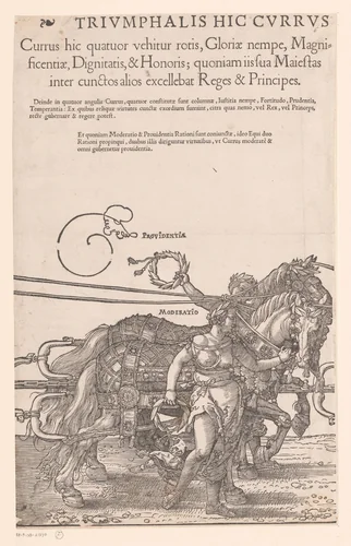 Triomfwagen van keizer Maximiliaan I by Hans Guldenmund, print, 1527-1529