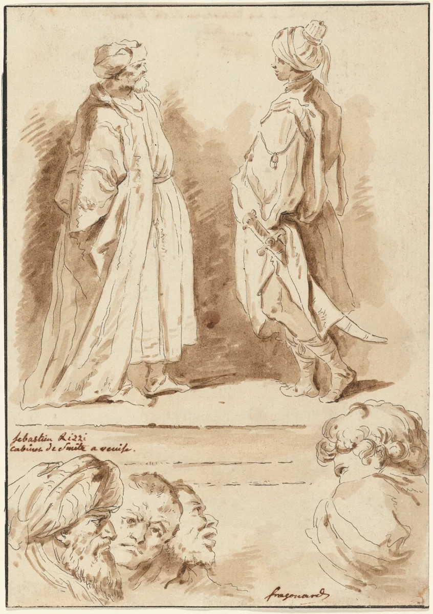 Details from "The Adoration of the Magi" and "The Pool at Bethesda" by Jean Honoré Fragonard, print, 1774